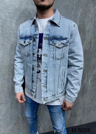 Джинсовка джинсовый пиджак рубашка мужская базовая голубая / джинсовая піджак сорочка базова варенка2 фото