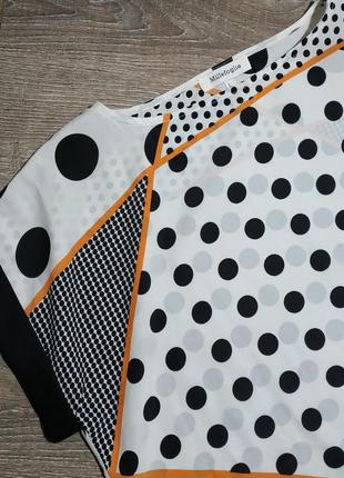 Легкое летнее платье millefoglie прямого кроя, шифоновое в горошек черно белый принт2 фото
