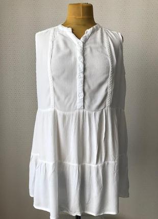 Літня біла ярусна блуза 100% віскоза від ulla popken, розмір 42/44, укр 48/50/52