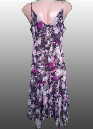 Нарядное открытое струящееся миди платье george в цветочек/сарафан с кружевом и воланом3 фото