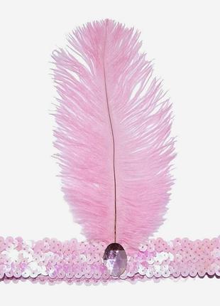 Повязка с пером чикаго стиль 20-х гетсби розовая