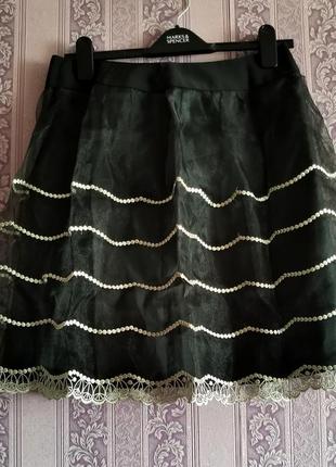 Ексклюзивная оригинальная прозрачная юбка с вышивкой1 фото