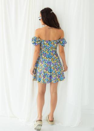 Платье мини с пышной юбкой в цветок цветочек цветочный принт7 фото