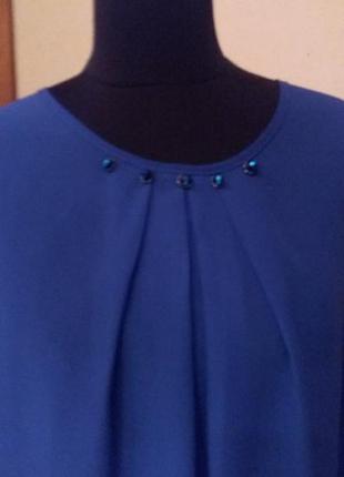 Синє електрик сукню 2 в 1 комплект. туніка-накидка батал туреччина раз.52-544 фото