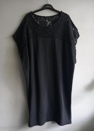 Трикотажное платье с гипюровой спинкой oversize1 фото