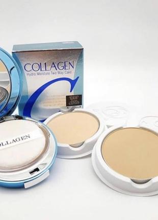 Увлажняющая корейская пудра enough collagen moisture two wake cake spf 25+ /13g+13g2 фото