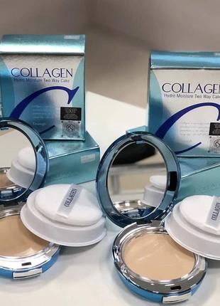 Увлажняющая корейская пудра enough collagen moisture two wake cake spf 25+ /13g+13g