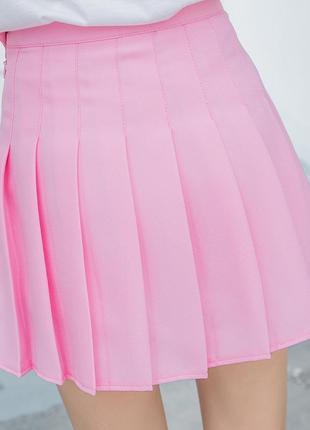 Мини-юбка розовая в складку 65231 фото