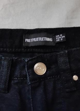 Черные джинсовые шорты с завышенной талией prettylittlething8 фото