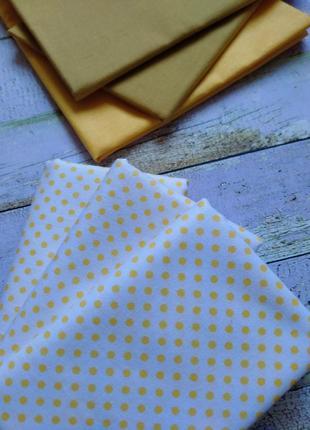 Ткань хлопок для рукоделия желтый горошек2 фото