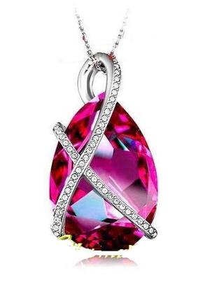 🏵️ювелірний кулон на ланцюжку з кристалом розкіш, новий! арт. 5734