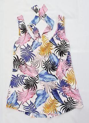 New look майка топ блуза блузка с открытой спинкой вырез завязки пог 53 см