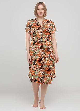 Терракотовое  платье  с абстрактным узором 33234