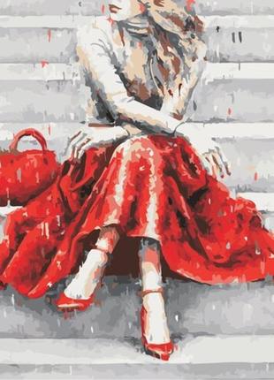 Картина по номерам artstory 40*40 девушка в красном