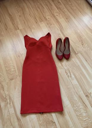 Платье красное стильное деловое элегантное нарядное модное красное красивое1 фото