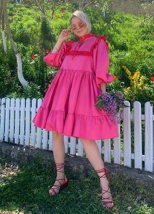 Платье малиновое аниме миди мини 3