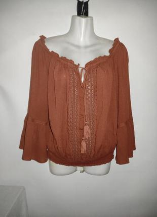 Amisu 46/48 х/б бохо блузка