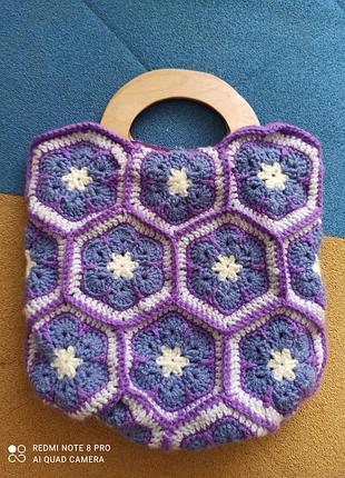 Сумочка с деревянными ручками