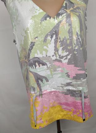 Вискоза паетки блуза тропический принт размер s-m2 фото