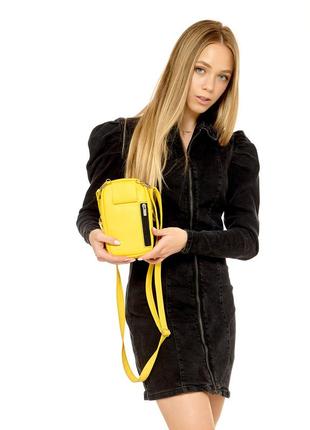 Женская дизайнерская желтая сумка клатч на пояс бананка, сумка через плечо для телефона6 фото