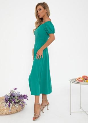 Зелену сукню з відкритими плечима4 фото