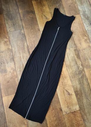 Сарафан платье длинное в пол вискоза черный женский летний лёгкий