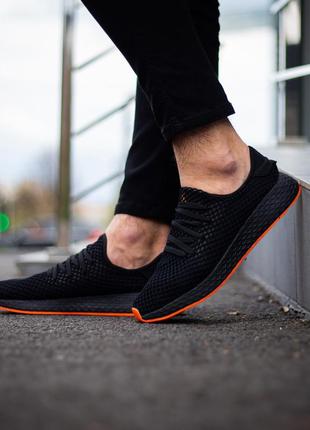Мужские летние кроссовки без бренда, кроссовки стилли прайд чёрный оранжевая подошва сетка1 фото