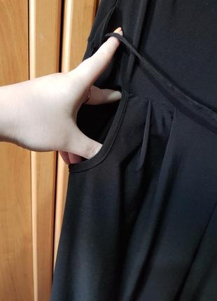 Стильный лёгкий летний брючный комбинезон, эластичный чёрный комбез, длинный ромпер5 фото