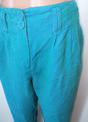 Лляні штани синьо зелені2 фото