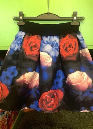 Шикарная юбка в розы.3d принт.2 фото