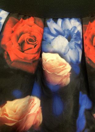Шикарная юбка в розы.3d принт.4 фото