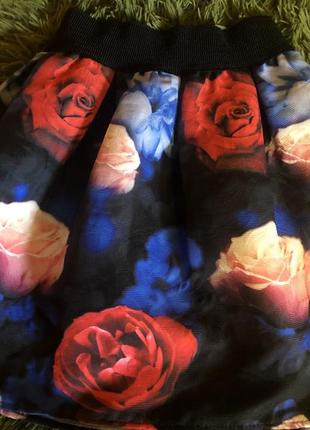 Шикарная юбка в розы.3d принт.р.44-461 фото