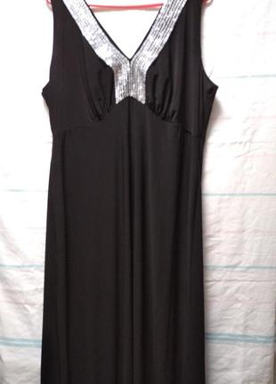 Шикарна вечірня чорна довга сукня 54 -58розмір1 фото