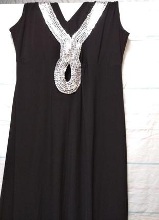 Шикарна вечірня чорна довга сукня 54 -58розмір2 фото