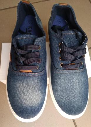 Мокасины, слипоны мужские джинсовые cotton на шнурках