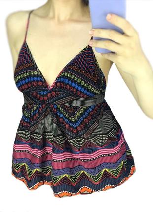 Бавовняний топ ліф topshop етно стиль бохо принт трапеція натуральний майка ліф