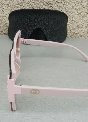 Gucci очки женские солнцезащитные большие модные коричневый градиент в розовой оправе4 фото