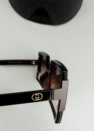 Gucci очки женские солнцезащитные большие модные коричневые с градиентом8 фото