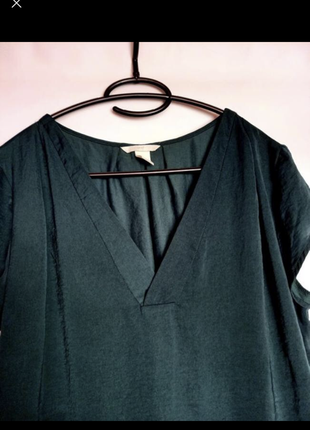 🛍🔝изумрудный топ/блуза с v-вырезом от h&m3 фото