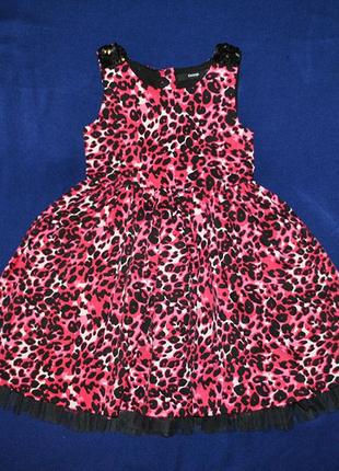 Нарядное леопардовое пышное платье на 122р.2 фото