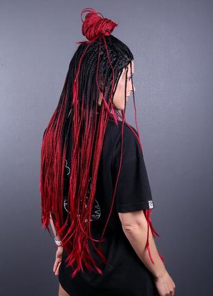 Парик zadira красные афрокосы женский длинный на сетке с омбре из термоволос