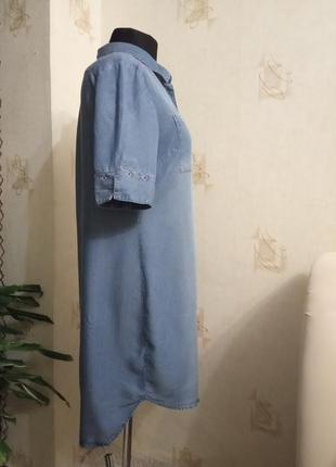 Натуральное тоненькое платье, рубашка, лиоцелл, потертости, под джинс, на жару, вырезы5 фото