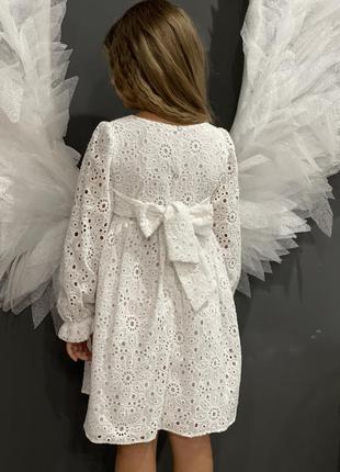 Сукня з прошви на осінь довгий рукав ідеальна біла сукня2 фото