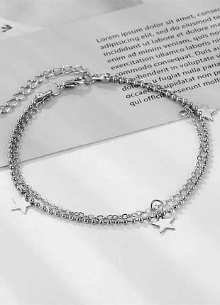 Новый двойной браслет на ножку со звёздами