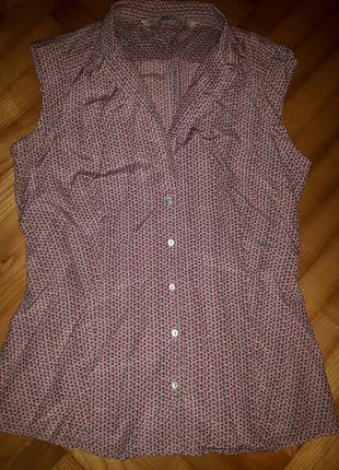 Блуза в принт від zara premium collection, шовк+бавовна! р.-s