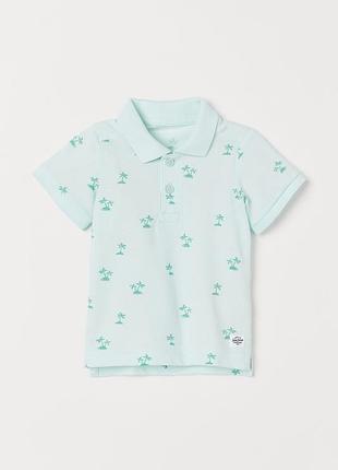 9-12/12-18/1-2 года h&m фирменная новая тенниска футболка поло стильному мальчику мятная ментол