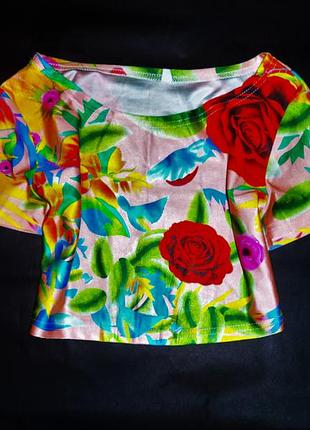 Кроп-топ яркий летний цветочный принт