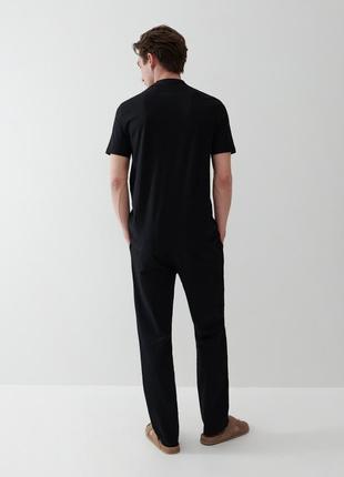 Стильная классическая мужская черная футболка на пуговицах поло3 фото