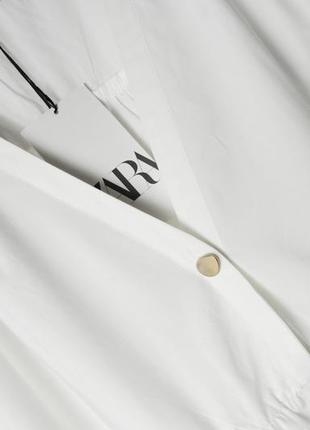 Роскошное свободное белое хлопковое платье из поплина zara6 фото