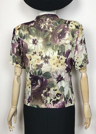 Винтажная шифоновая блуза винтаж вискоза в цветочный принт6 фото